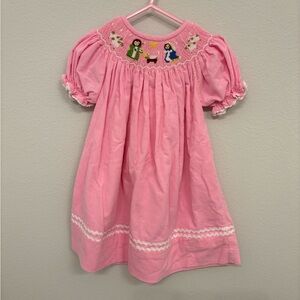 Nativity Pink Cord Smock Smocked Dress size 18M